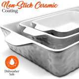 NutriChef 3-Piece Ceramic Casserole Dish for Oven - Durable Lasagna Baking Di...