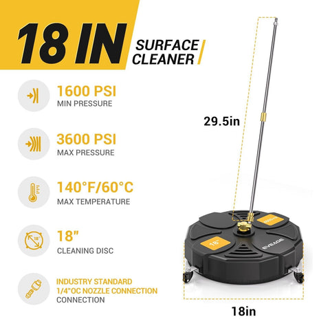 EVEAGE 18" Pressure Washer Surface Cleaner Attachment with Wheels, 4000 PSI P...