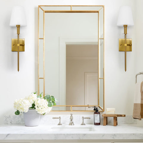 KARTOOSH Wall Sconces Set of 2, Hardwired Gold Sconces Wall Lighting, Dimmabl...