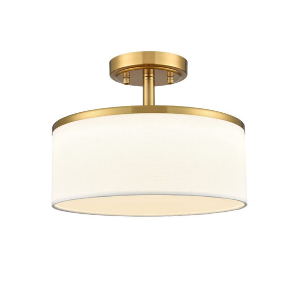 Modern LED Brass Gold Ceiling Light Fixture Dimmable 3000K-5500K Semi-Flush M...