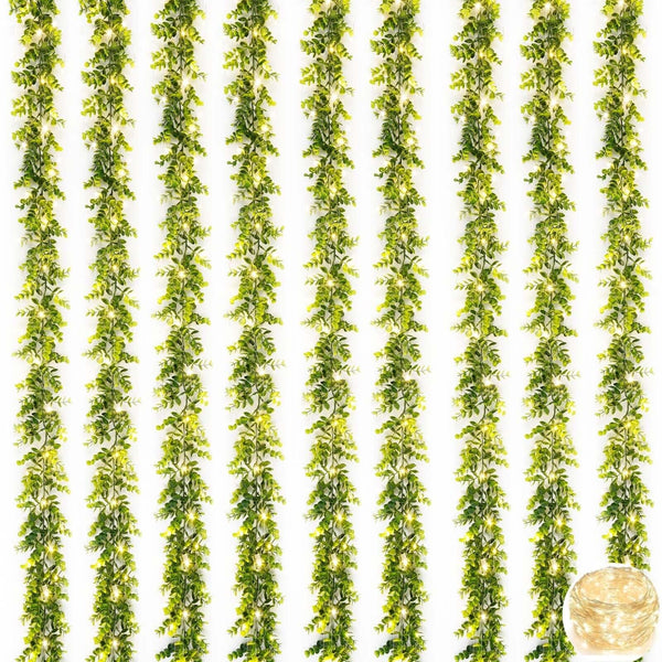 BLEUM CADE 9 Pack Eucalyptus Garland with Lights, 5.9 Ft/pcs Artificial Green...