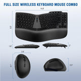 Ergonomic Wireless Keyboard Mouse Combo, Bluetooth/2.4G Split Design Keyboard...