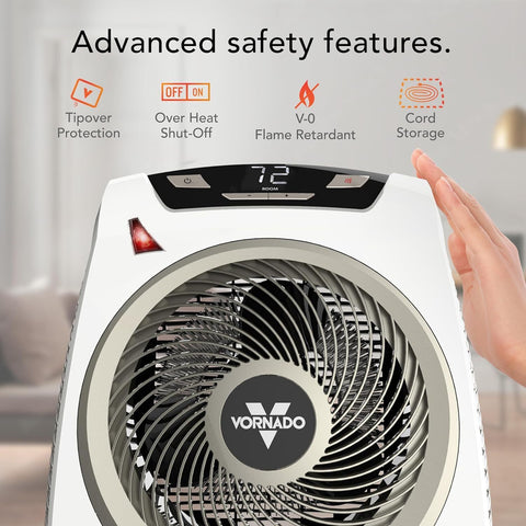 Vornado AVH10 Space Heater for Home, 1500W/750W, Fan Only Option, White