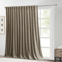 StangH Extra Wide Camel Beige Curtains for Living Room, Super Soft Velvet Roo...