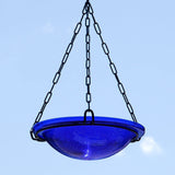 Achla Designs 201-6020 Crackle Glass Hanging, 12-in, Cobalt Blue Birdbath