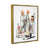 Stupell Industries Fashion Brand Makeup In Mason Jars Glam Design, Floater Fr...