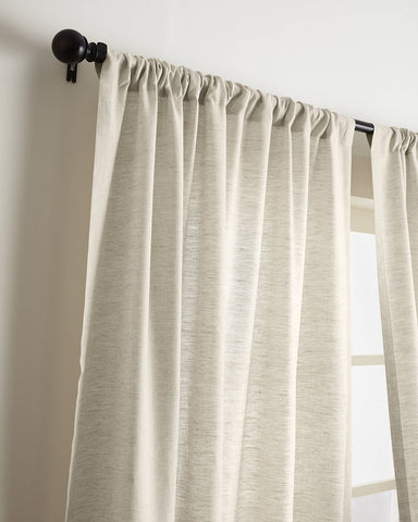 Solino Home 100% Pure Linen Curtain 84 Inches Long &#8211; Light Natural 52 x 84