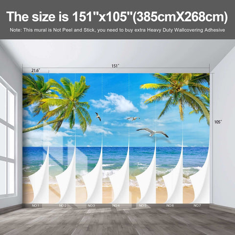 Beautiful Beach Mural Living Room couches Extra Large Wall murals Bedroom Und...