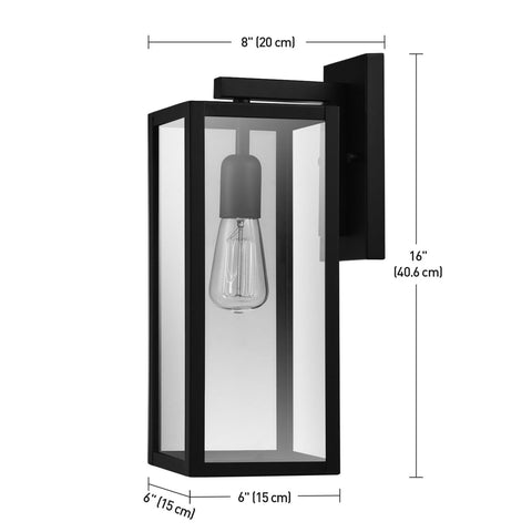 Globe Electric 44176 Bowery 1-Light Outdoor Indoor Wall Sconce, Matte Black, ...