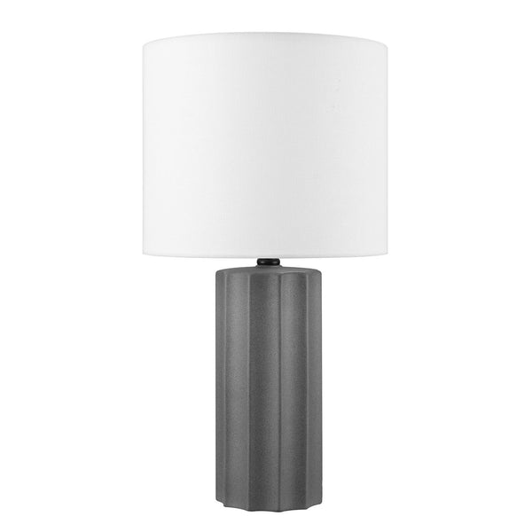 Globe Electric 61000061 20" Ribbed Ceramic Table Lamp, Dark Gray Concrete Fin...