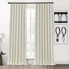 SHINELAND 132 Inch Curtains Blackout 2 Panels Set Extra Long Pleated 11 FT Le...