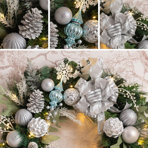 Valery Madelyn 30 Inch Pre-Lit Christmas Wreath for Front Door with Lights, L...