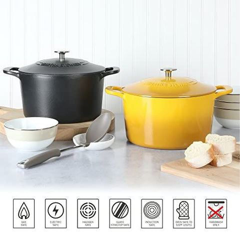 MARTHA STEWART Gatwick 7 QT Enamel Cast Iron Dutch Oven, 7-Quart, Yellow