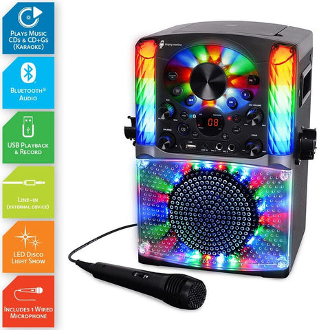 Singing Machine SML625BTBKD Karaoke Machine, Portable Bluetooth CD+G Karaoke ...