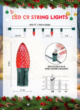 100 Feet Commercia Led Outdoor Christmas Lights, Waterproof C9 Christmas Stri...