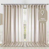 Linen Curtains 96 Inch Long - Semi Sheer Light Filtering Privacy Protection W...