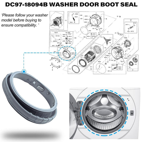 DC97-18094B Washer Door Boot Seal Gasket Diaphragm for Samsung Washing Machin...