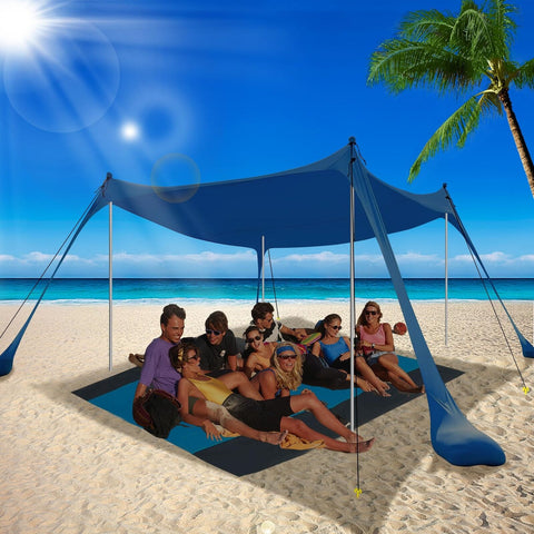 BOTINDO Family Beach Tent Canopy Sun Shade, Pop Up Grande Beach Tent Sun Shel...