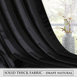 StangH Wide Velvet Curtains for Sliding Door 90 inches Long Blackout Black Th...