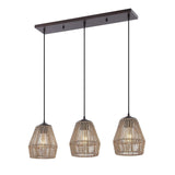 JONATHAN Y JYL1124A Ibiza Island 30" 3-Light Seagrass/Metal Bohemian Coastal ...