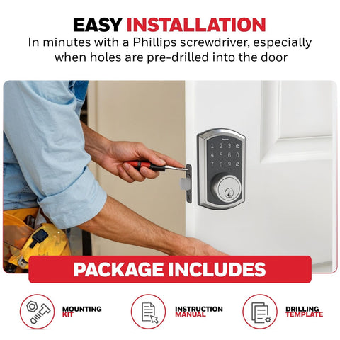 Honeywell Safes & Door Locks - Keyless Entry Door Lock with Touch Screen Keyp...