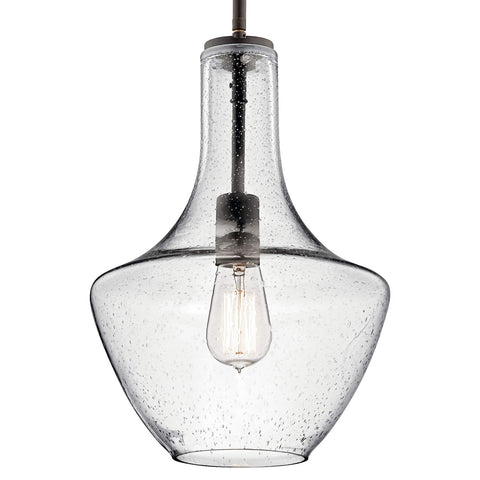 Kichler Everly 15.25" Kitchen Bell Pendant in Olde Bronze&#174;, 1-Light Clear S