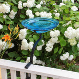 Achla Designs 201-2023 12 Inch Teal Crackle Rail Mount Bracket Birdbath