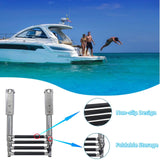 Boat 4 Step Ladder 316 Stainless Steel Folding Ladde, Pontoon Boat Telescopin...