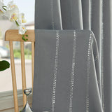 jinchan Boho Blackout Curtains for Bedroom, Silver Foil Striped Patterned Gre...