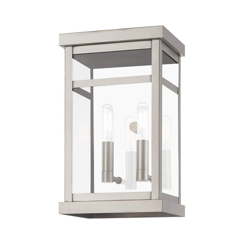 Livex Lighting 20702-91 Hopewell 2 Light Outdoor Wall Lantern, Brushed Nickel