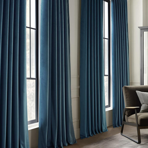 HPD Half Price Drapes Basic Deluxe Velvet Room Darkening Curtains 2 Panels Se...