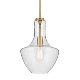 KICHLER Everly 15.25" 1-Light Bell Pendant with Clear Seeded Glass in Brushed...