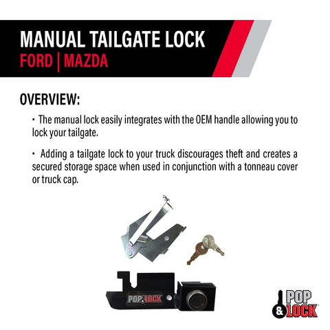 Pop & Lock PL2300 Black Manual Tailgate Lock (Works only with Factory Steel H...