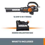 WORX 12 Amp TRIVAC 3-in-1 Electric Leaf Blower/Mulcher/Yard Black and Orange