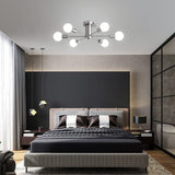 Semi Flush Mount Ceiling Light Fixture 6 Light Brushed Nickel Sputnik Chandel...