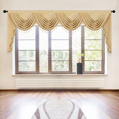 ELKCA Thick Chenille Window Curtains Valance for Living Room, Luxury Gold Val...