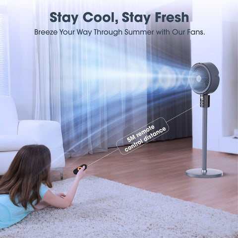 100ft CirculAir Oscillating Standing Fan for Bedroom, Quiet Pedestal Floor Fa...