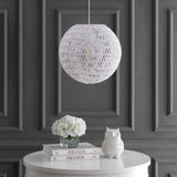 JONATHAN Y JYL6503A Luna 15.7" Woven Rattan Orb LED Pendant Minimalist Modern...