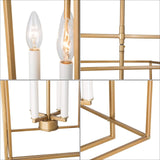 KSANA Antique Gold Chandelier, 4-Light Modern Linear Chandeliers, Pendant Han...