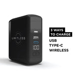 Limitless PowerPro Go 10,000mAh Power Bank 3-in-1 Wall Charger with Type-C Po...