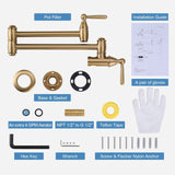 Gold Pot Filler, ARCORA Pot Filler Faucet Wall Mount Kitchen Folding Faucet 2...