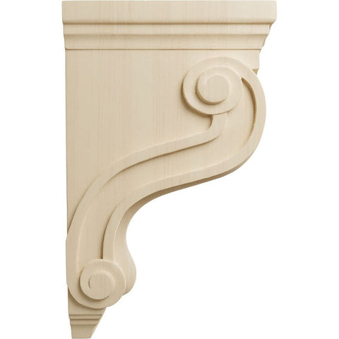 Ekena Millwork COR03X08X13TSRW Boston Traditional Scroll Wood Corbels, 3 7/8"...