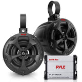 Pyle 800W Marine Speakers with Amplifier - 4" Waterproof Full Range Water Res...