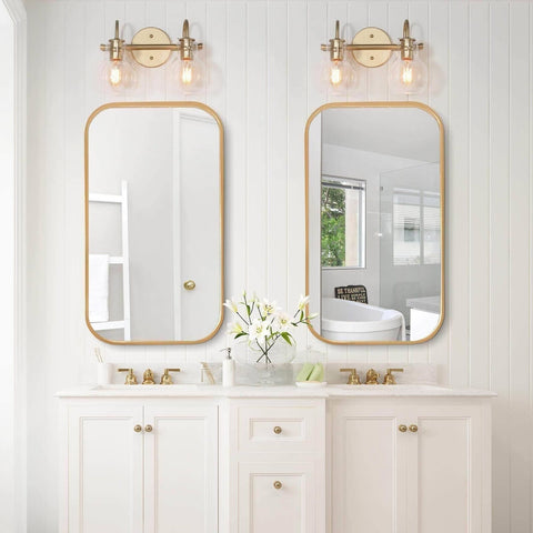 LALUZ Bathroom Light Fixtures, 2-Light Gold Bathroom Vanity Light with Globe ...