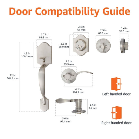 Amazon Basics Handleset with Shelby Lever - Single Cylinder Packs, Satin Nick...