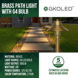 GKOLED Solid Brass Landscape Path Lights (5" Shade, 20" Tall), Low Voltage LE...