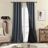 Rutterllow 100% Blackout 340 GSM Curtains 2 Panels, Full Shade 102 Inches Lon...