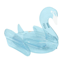 FUNBOY Giant Inflatable Clear Blue Swan Pool Float, Transparent Blue Color, L...