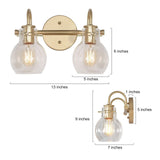 KSANA Bathroom Light Fixtures, 2-Light Bathroom Vanity Light with Globe Clear...