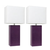 Elegant Designs LC2000-EGP-2PK 2 Pack Modern Leather Table Lamps with White F...